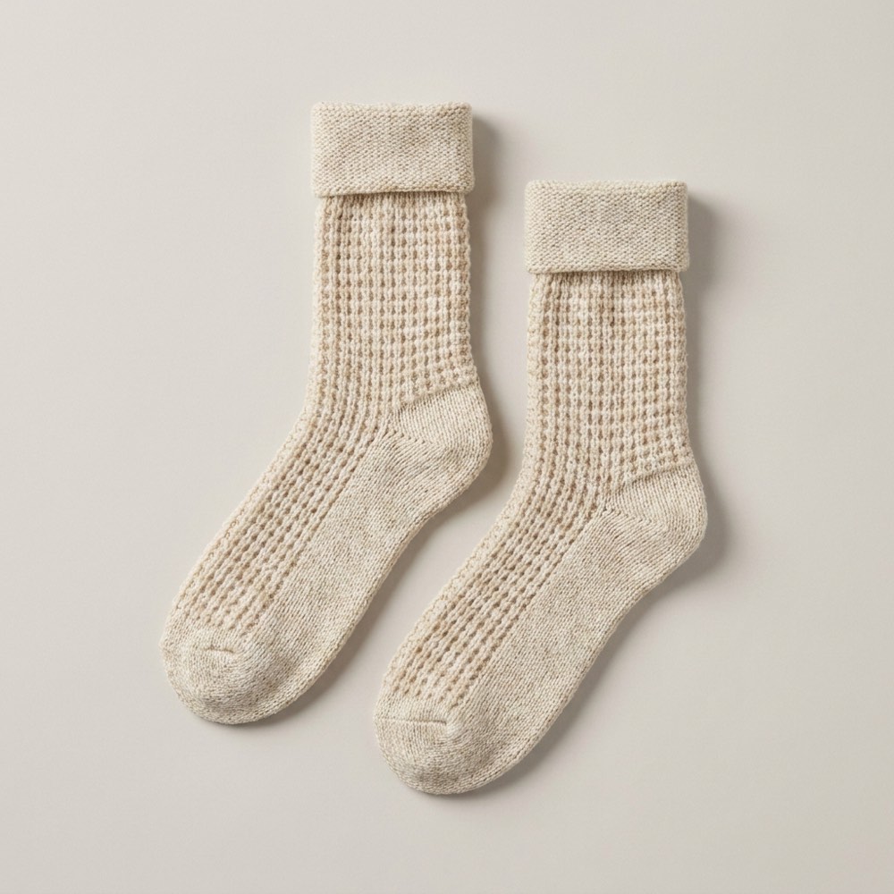 Waffle Knit Wool Socks
